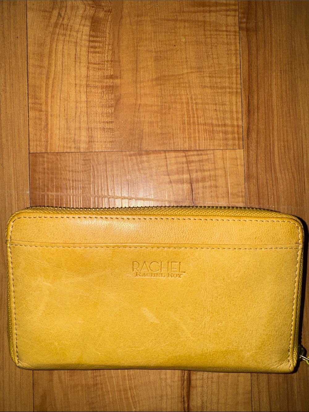 RACHEL Rachel Roy Yellow Zip-Around Leather Wallet